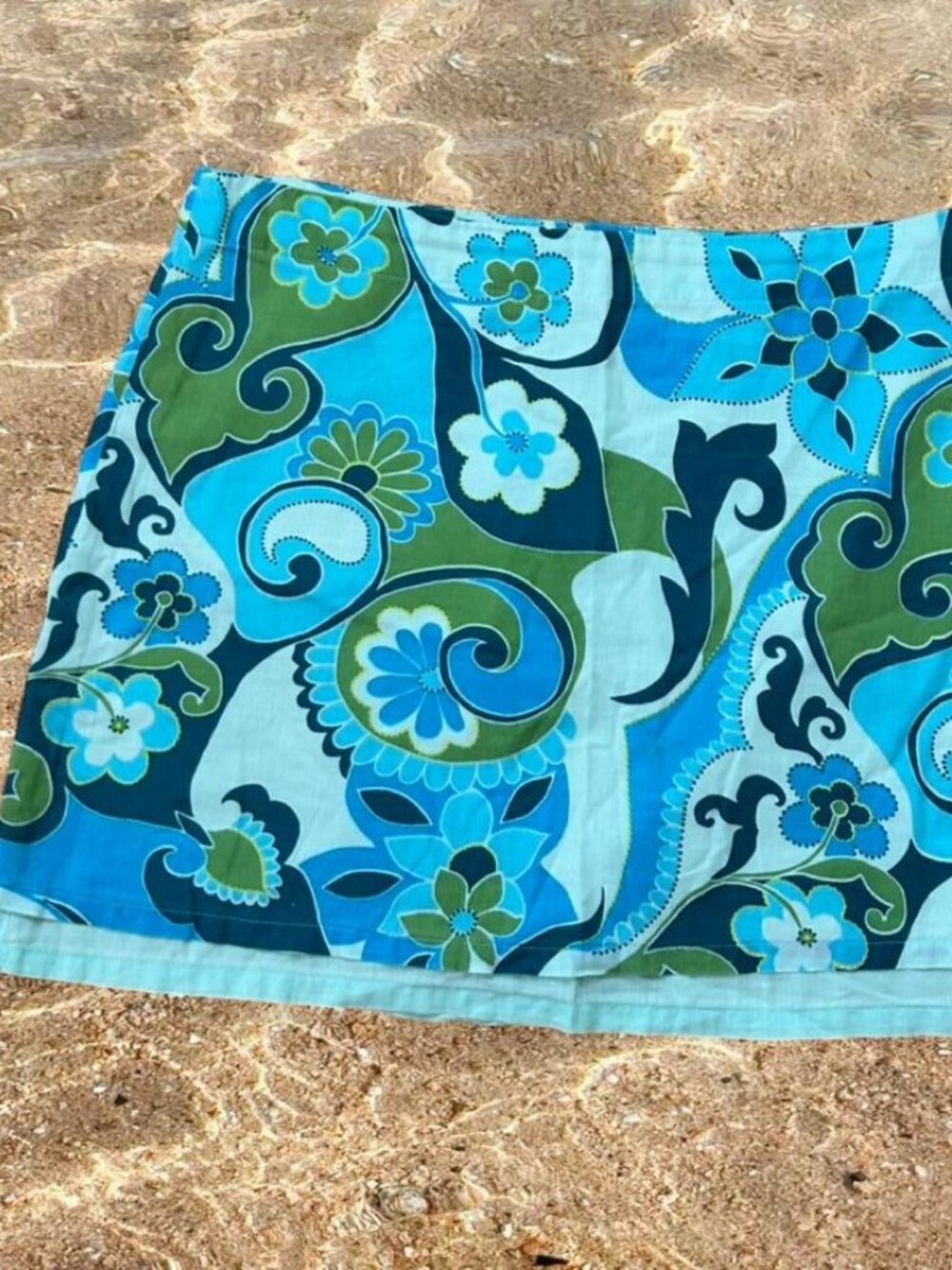 Vintage Billabong Teal Aqua & Green Floral Mini Skirt 🍸 2000s surfer girl y2k